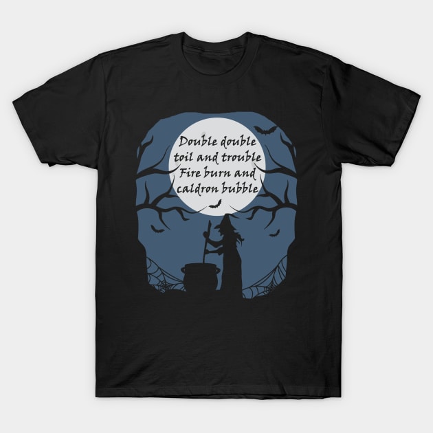 Witch Cauldron with Shakespeare Macbeth Lyric T-Shirt by Halloween Merch